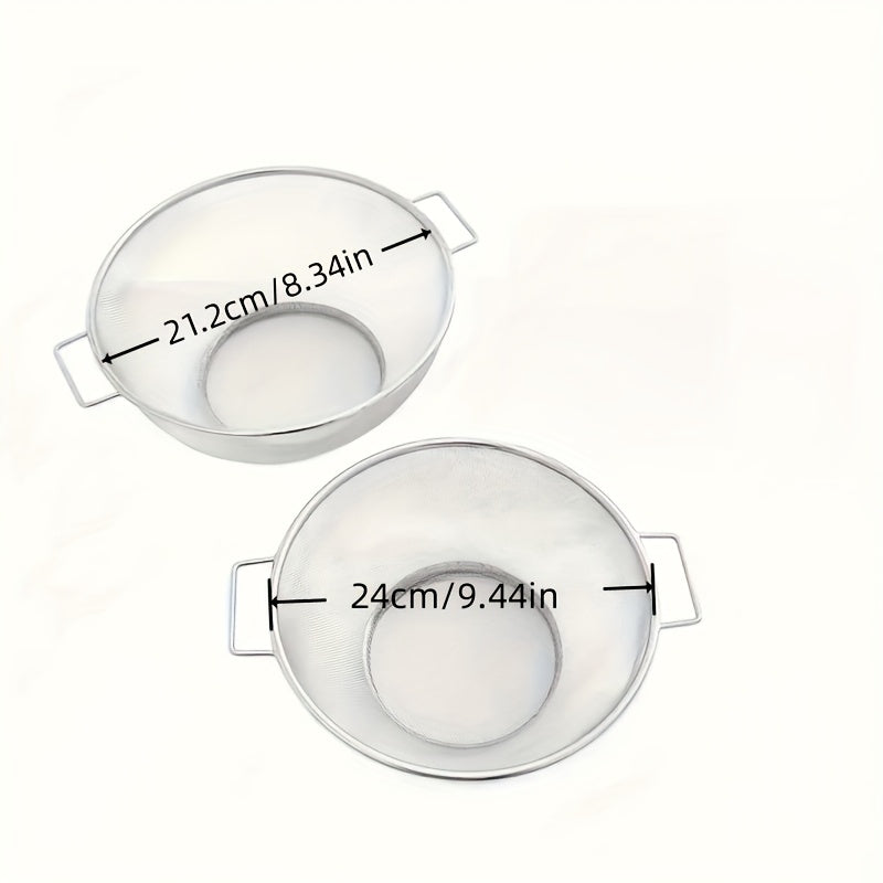 2 Stainless Steel Mesh Sieves for Pasta Vegetables Rice Fruits Durable Grip