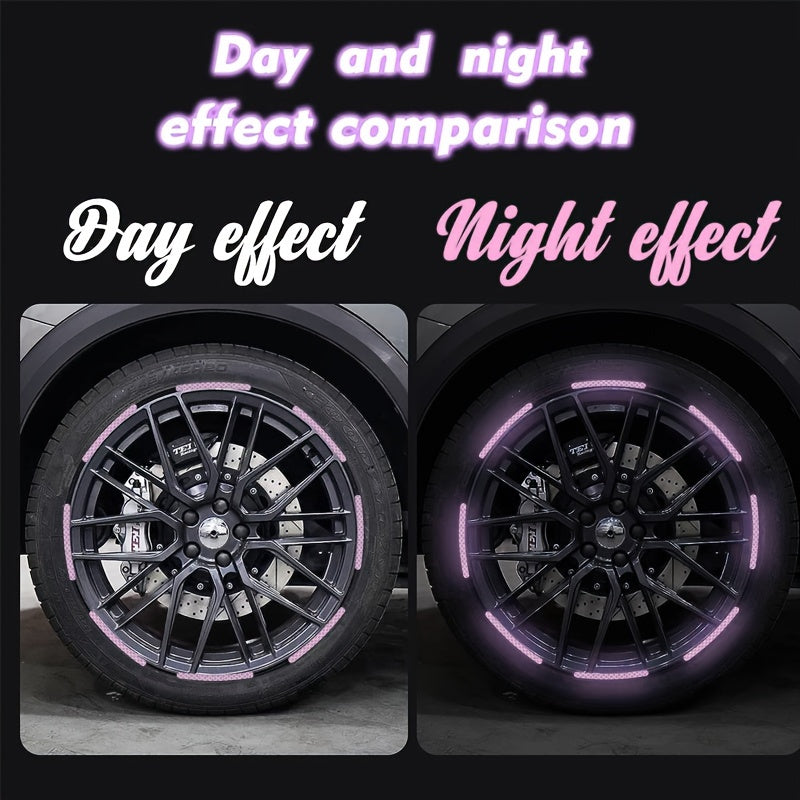 20 Pack Purple Reflective Wheel Stickers Glow-in-Dark Safety Decals