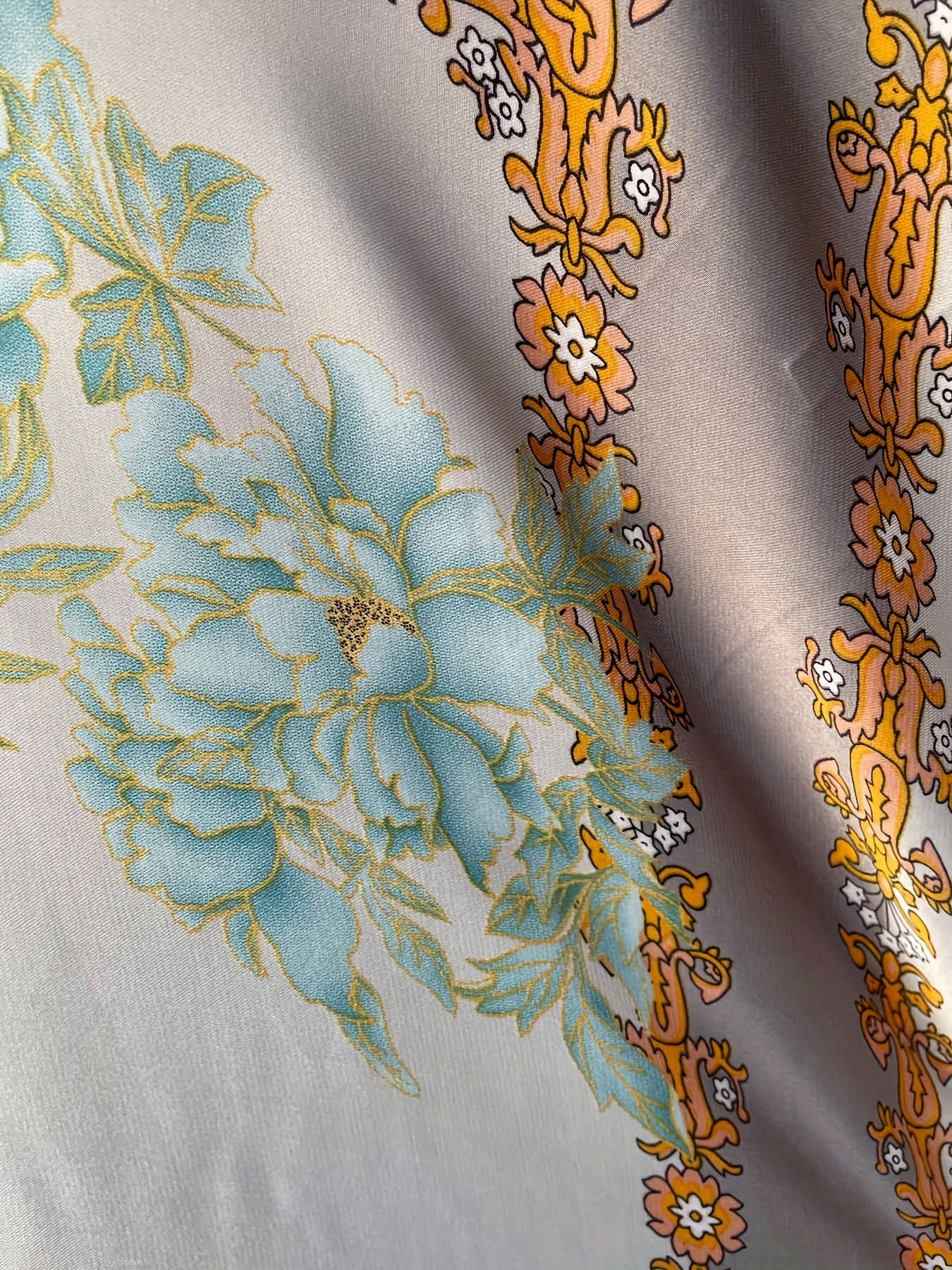 Plus Size Turkish Kafatan Robe with Scarf Floral Geometric Polyester