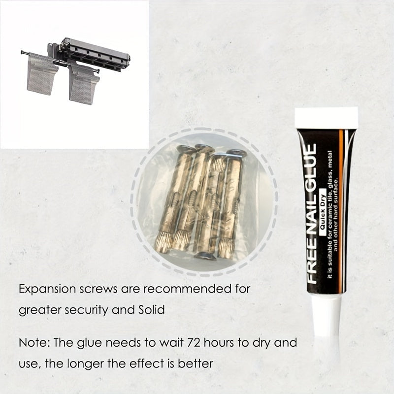 Aluminum Alloy Wall Mount Clothes Drying Rack with Hooks Space-Saving Retractable Clothesline