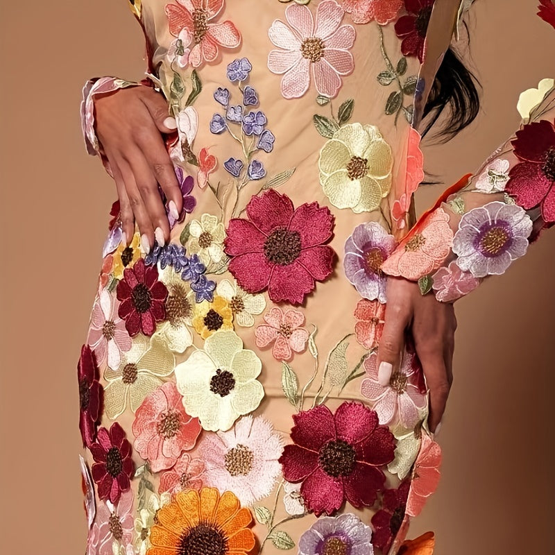 Multi-Color Soft Tulle Lace Fabric with 3D Flower Embroidery for Wedding Dress DIY