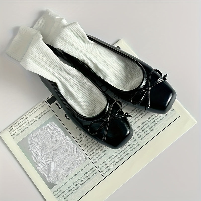 Zapatos casuales de punta cuadrada sin cordones con cubierta sintética para mujer