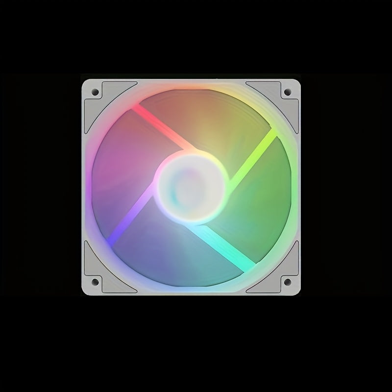 12cm Silent LED Computer Case Fan with Turbo Blades Multi-Color Lighting Black White