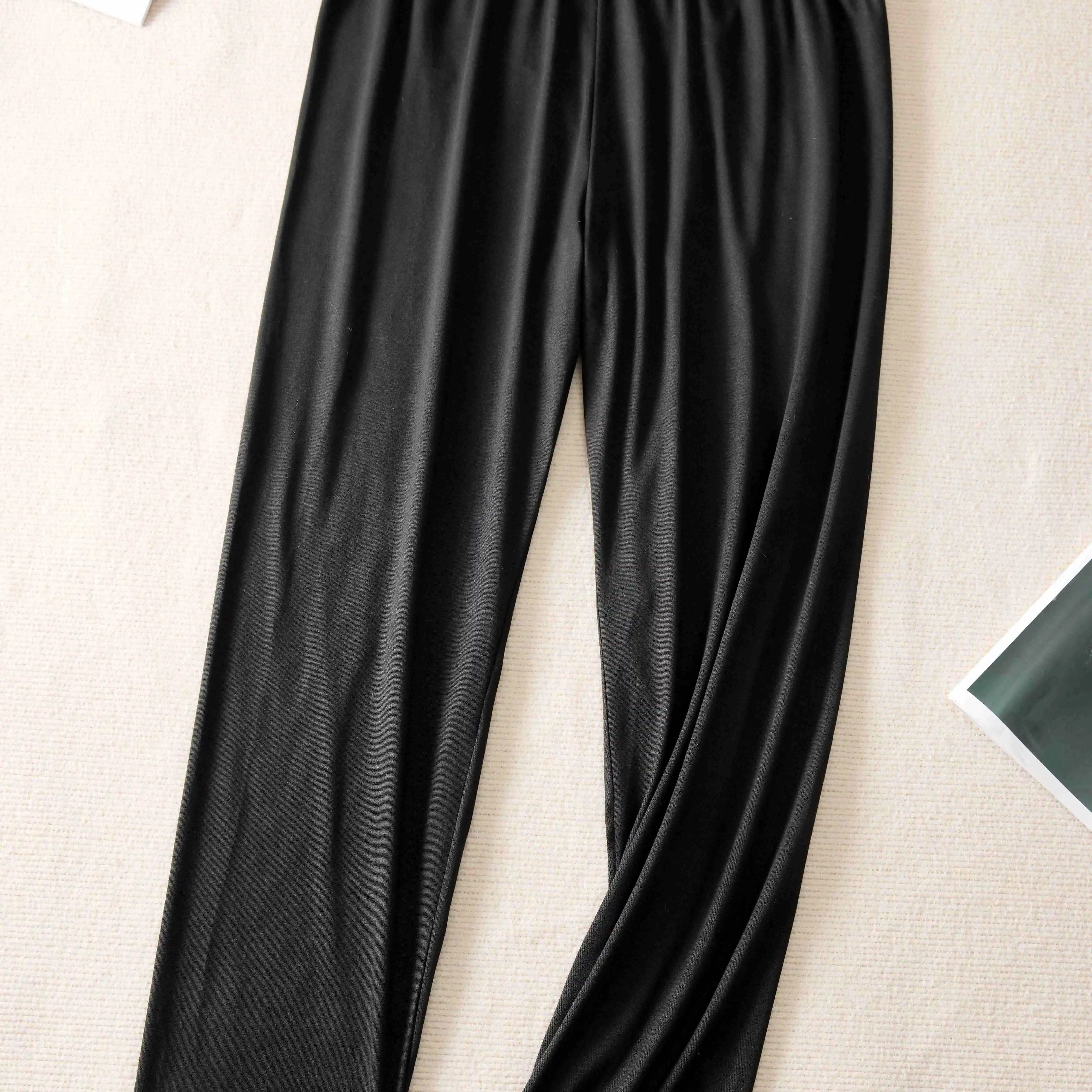 Plus Size Women's High-Waisted Black Straight-Leg Pants Casual Office Wear
