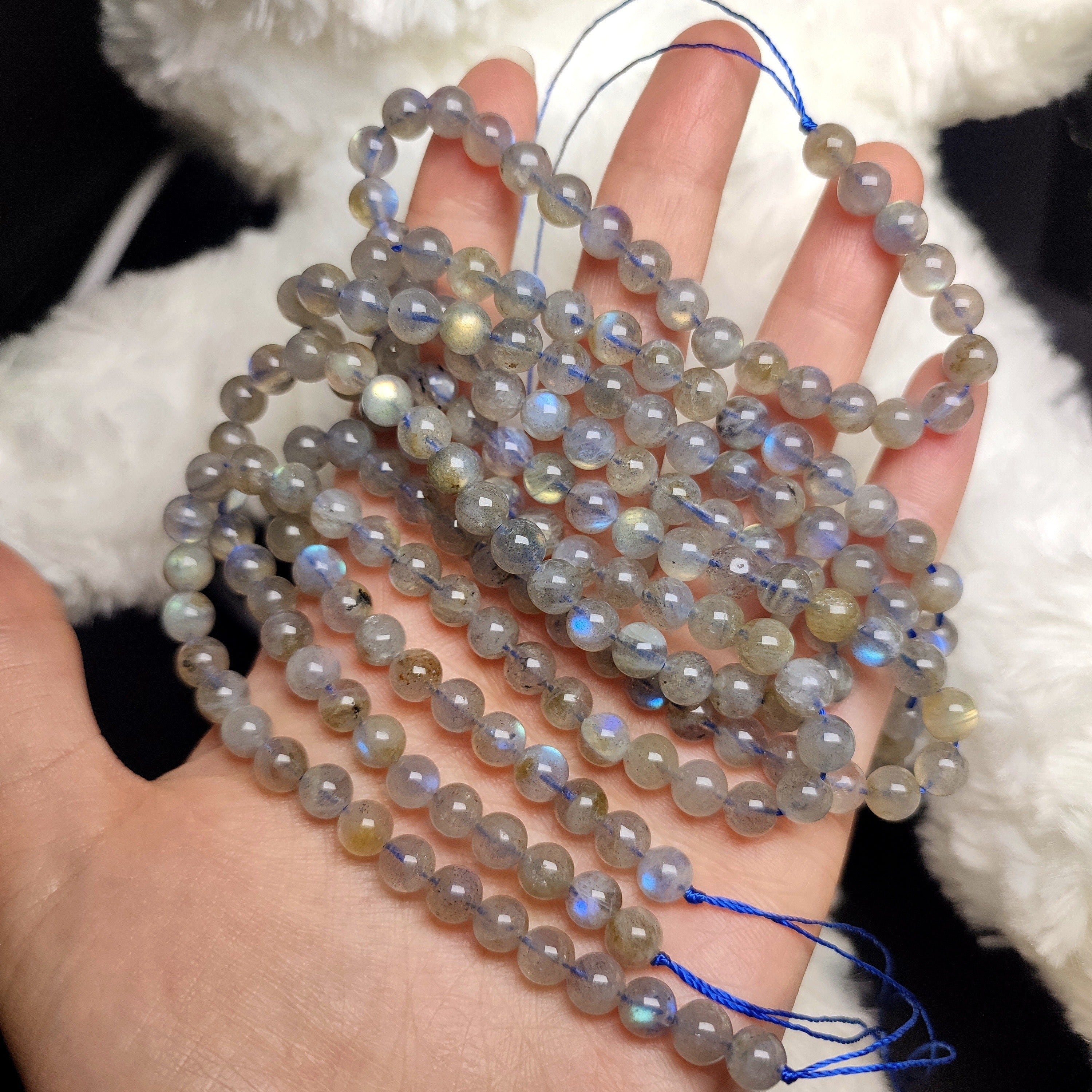 Labradorite Round Loose Beads 15 Inch for DIY Jewelry Making Bracelets Necklaces