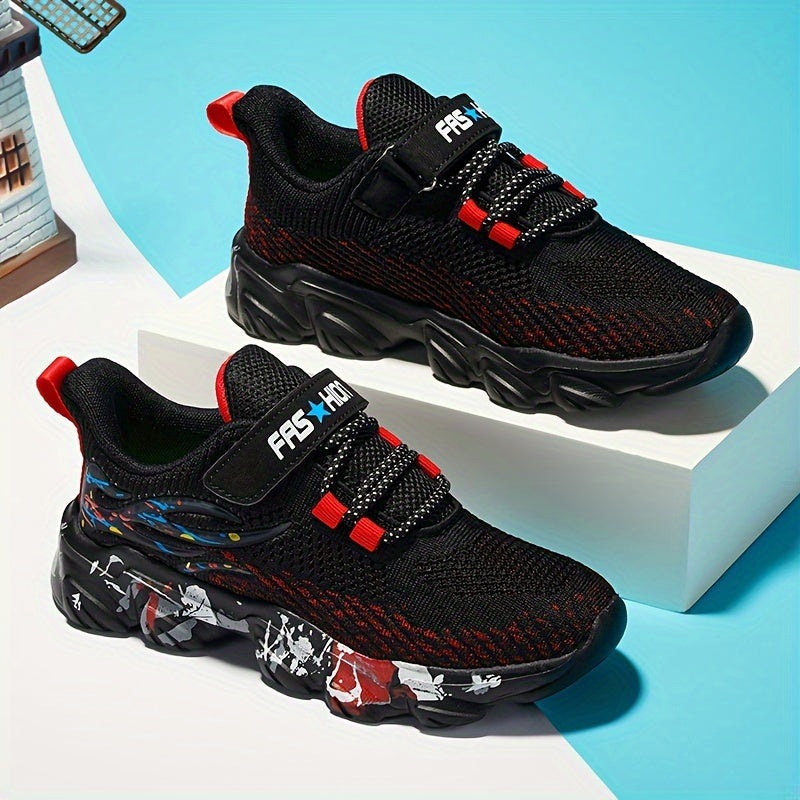 Kids Woven Knit Sneakers for Boys and Girls Casual Sports Mid Top Fabric Sole