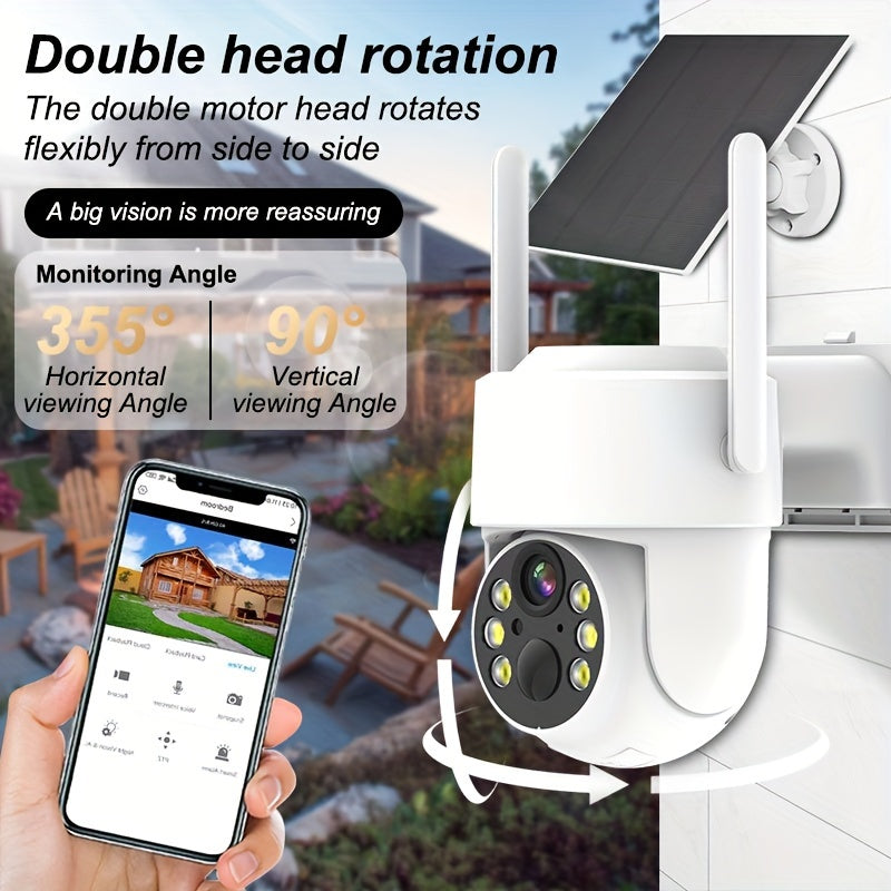 4MP HD Solar Security Camera with AI Motion Detection Night Vision Wi-Fi Two-Way Audio