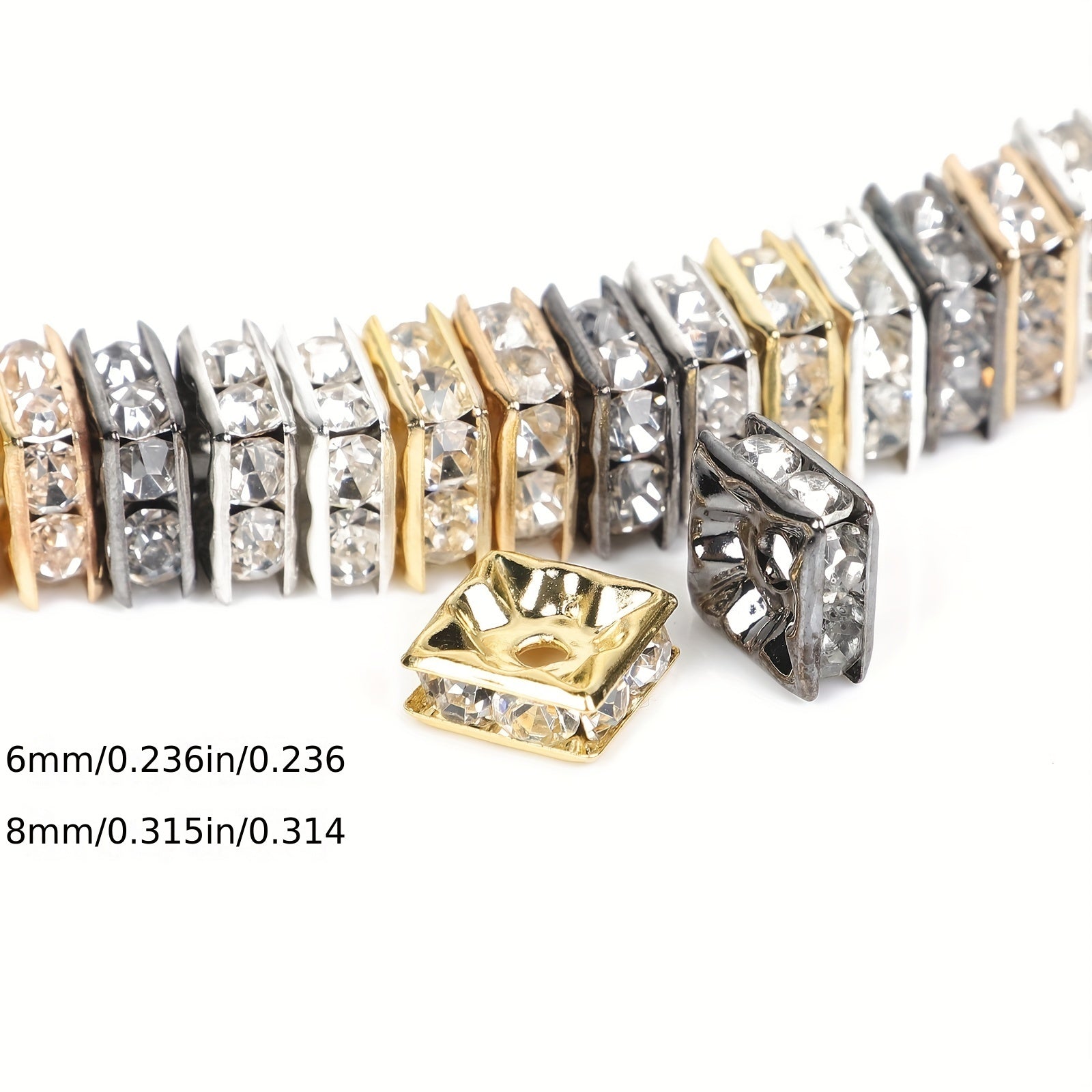 Handcrafted Square Drill Ring and Diamond Spacer Wheel Bracelet with 6/8mm Diamonds