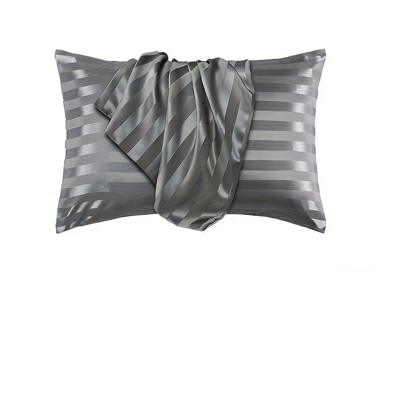 Striped Satin Pillowcase with Envelope Closure Hypoallergenic 180-200 gsm Woven Fabric