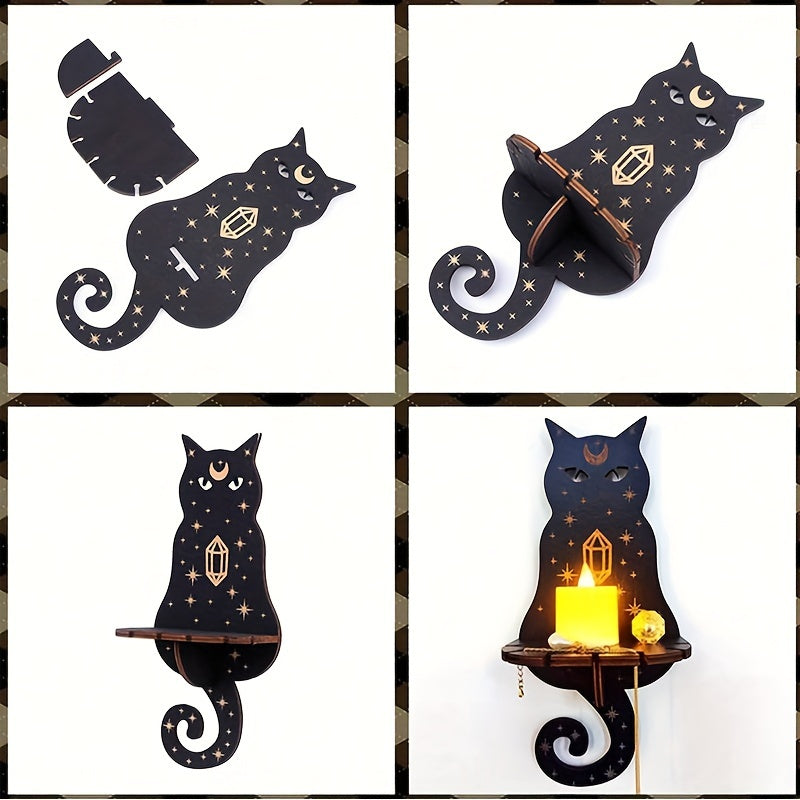 1 шт. Рустикальная деревянная полка для кристаллов с дизайном животных и бабочек, настенное художественное оформление для кристаллов и свечей