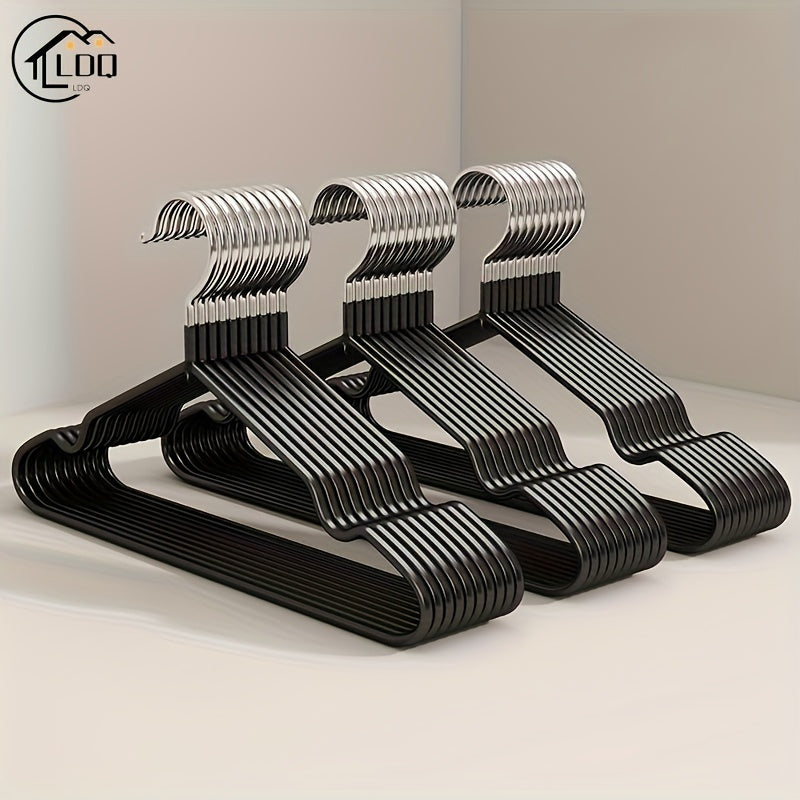 10pcs Heavy Duty Non-Slip Metal Clothes Hangers with Grooves for Closet Storage