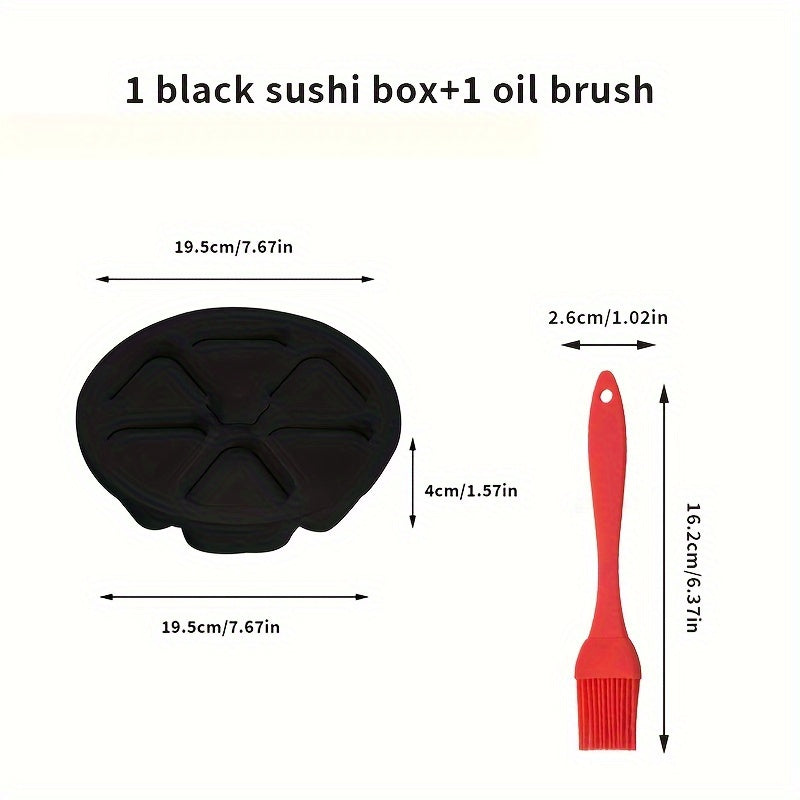 Triangle Sushi Mold Set with 6 Pieces and Oil Brush for Onigiri and Bento