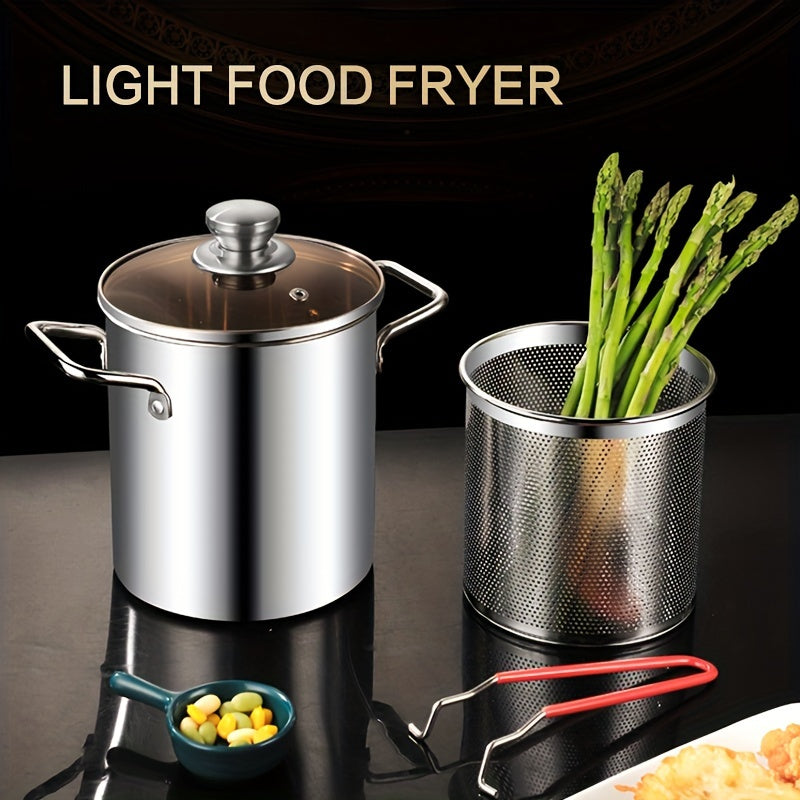 304 Stainless Steel Deep Fryer for Home Use Tempura Pot Oil Saving Electric Stove