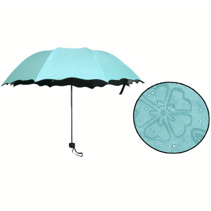 Sombrilla de doble uso con diseño de flor de agua en floración, plegable, varillas de acero