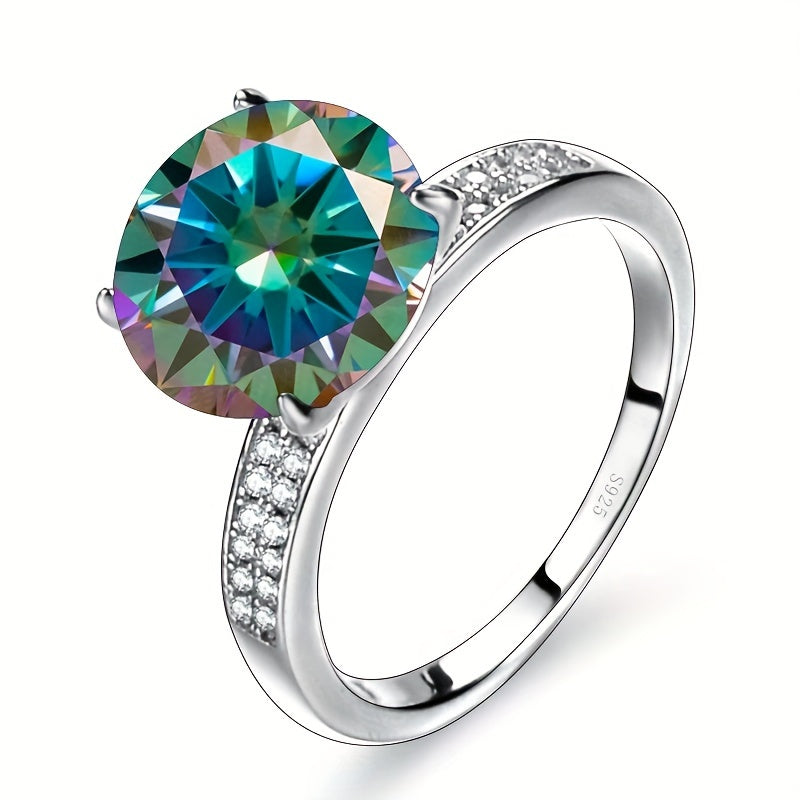Sterling Silver Moissanite Ring 5 Carat Four Claw Engagement Wedding Anniversary