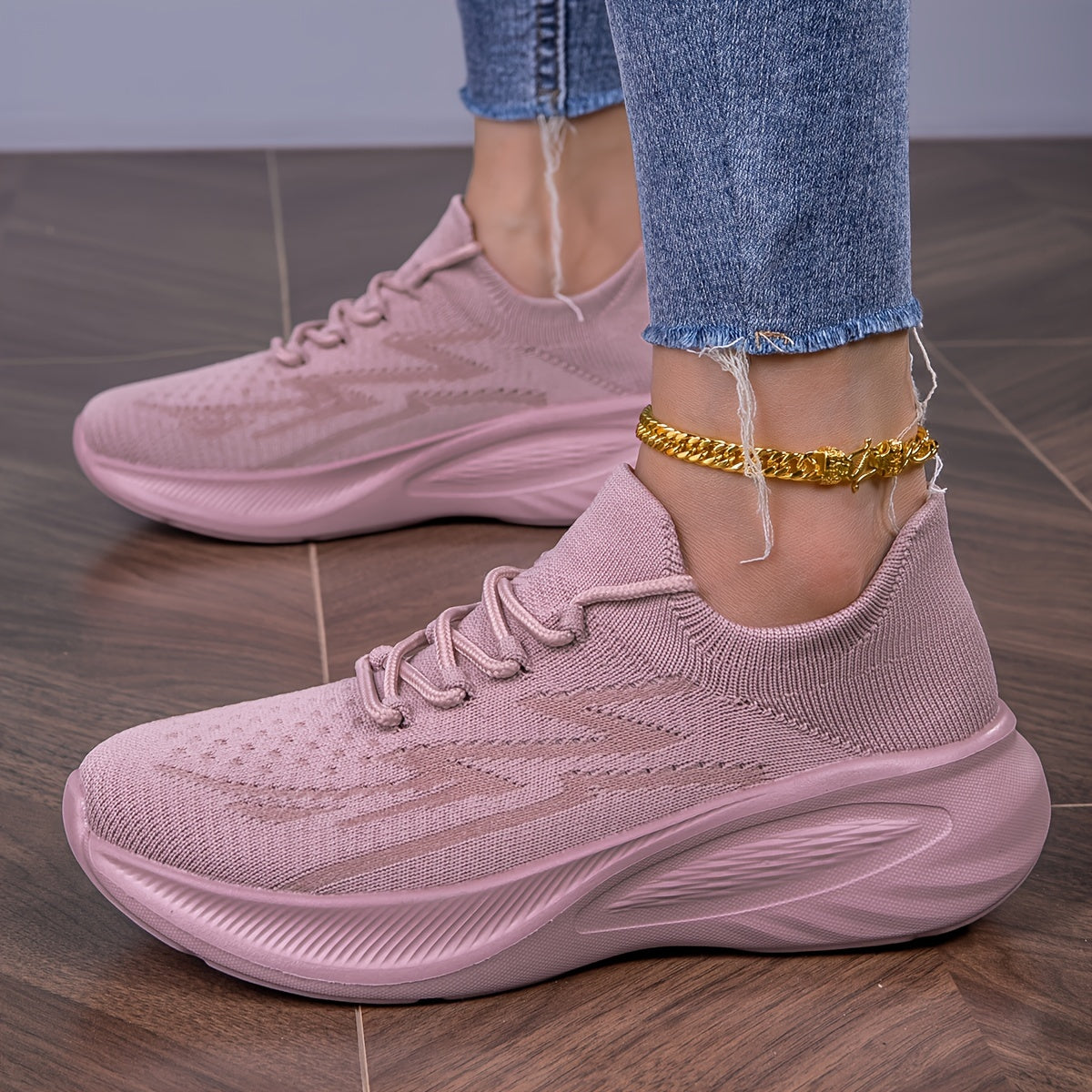 Ayollar uchun nafas oladigan, yengil, bog‘lamli sport poyafzali, pastki yuqori, kundalik va barcha mavsumlar uchun