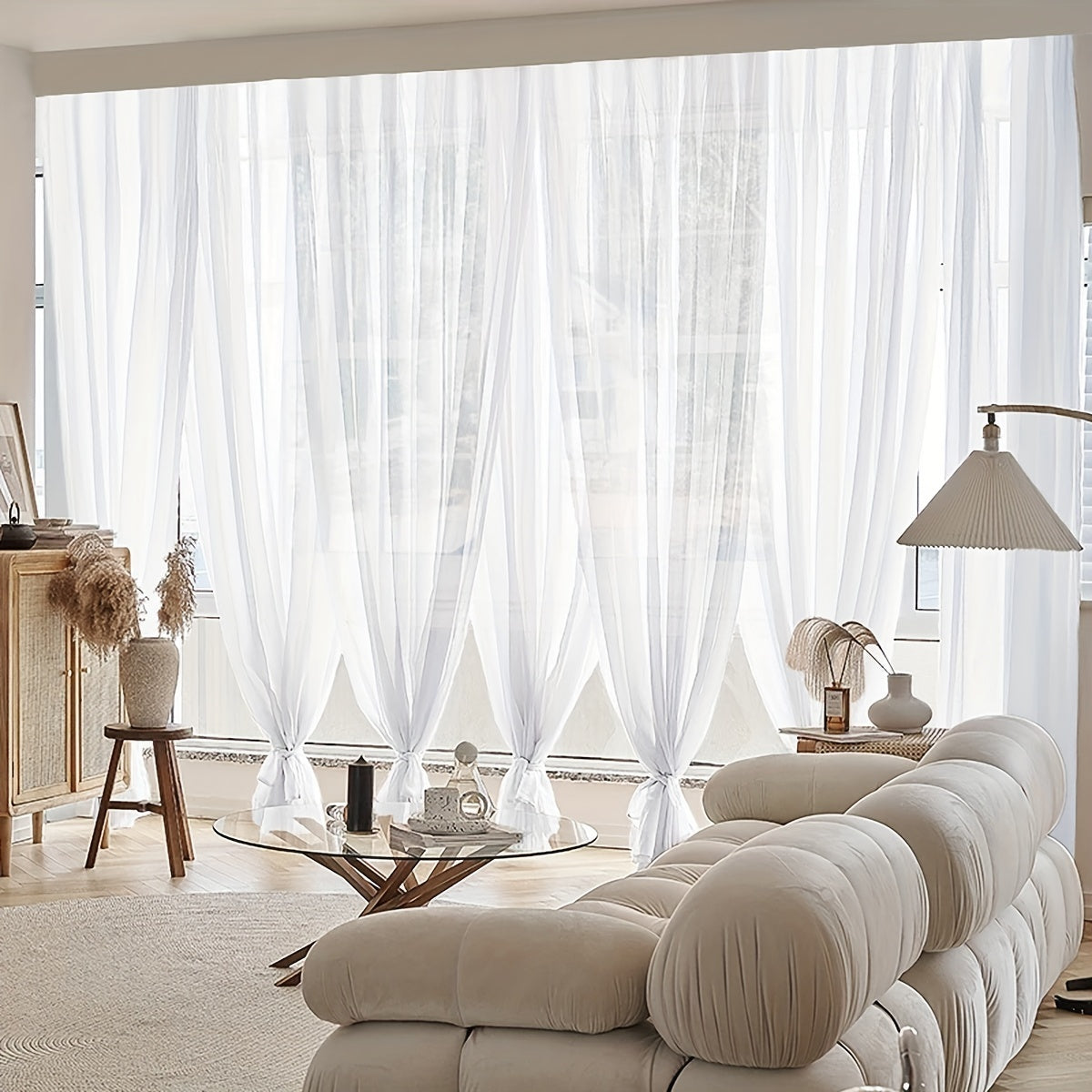 White Sheer Curtain with Rod Pocket for Living Room Bedroom Office