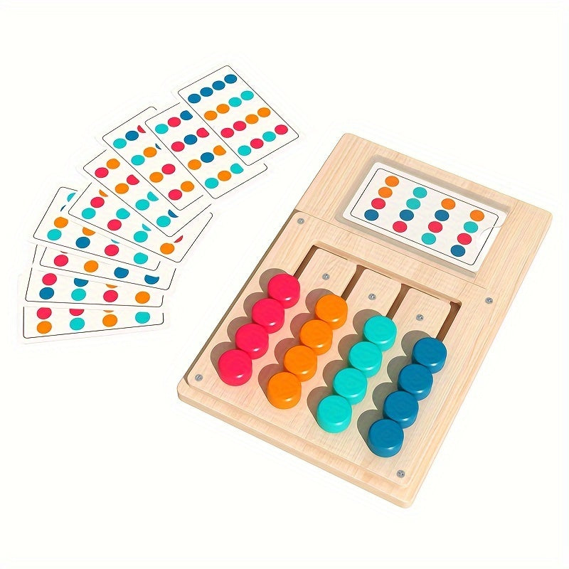 Educational Wooden Game for Kids Age 3+ Color Matching and Strategy Development with Red Green Blue Yellow Pieces