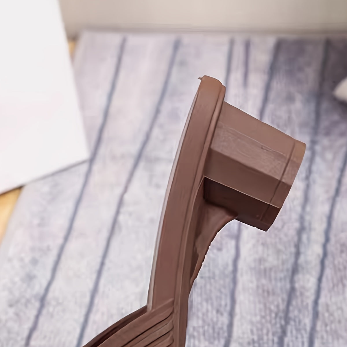 Women's Striped PVC Slides with Pointed Toe and Mid Heel