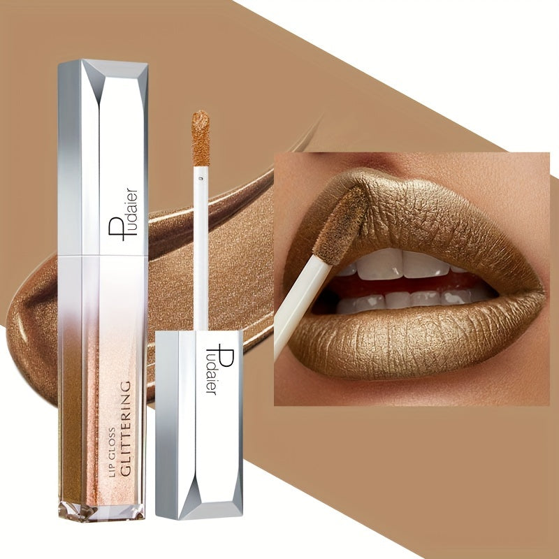 Women Sparkling Glitter Metallic Lip Gloss Waterproof Long-Lasting 18 Colors