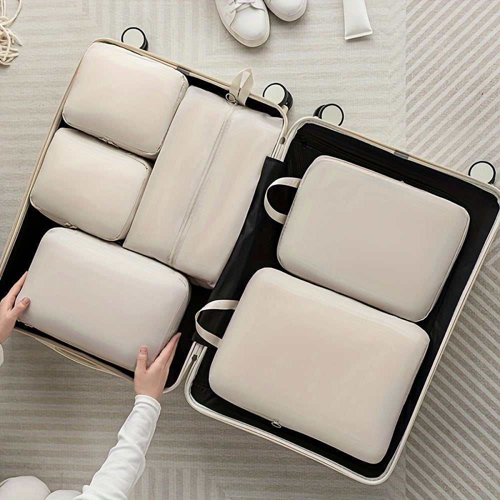 6-Piece Compression Packing Cubes Polyester Luggage Organizer Lightweight Durable