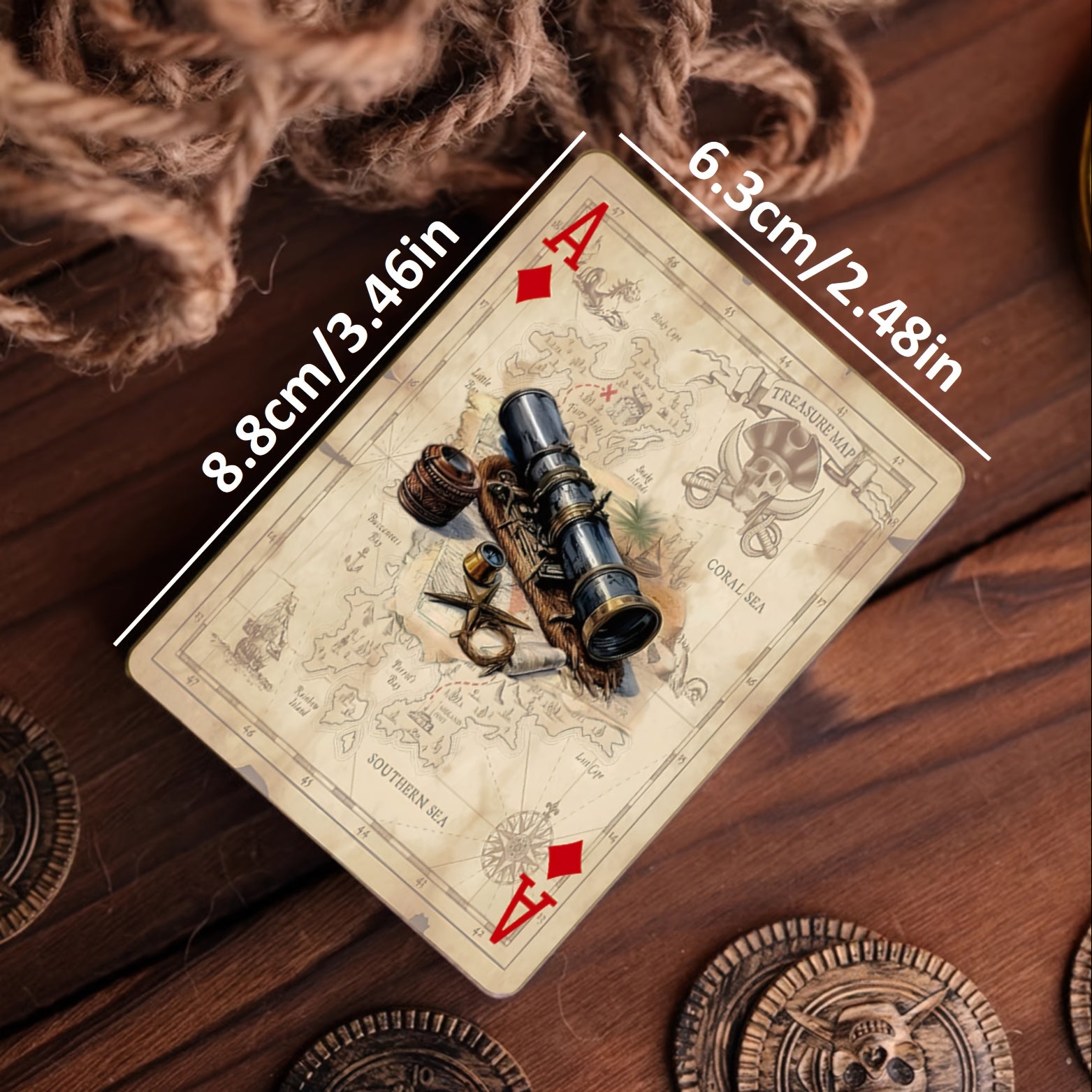 Vintage Pirate Playing Cards for Adults with Gold Accents and Anti-Slip Embossing