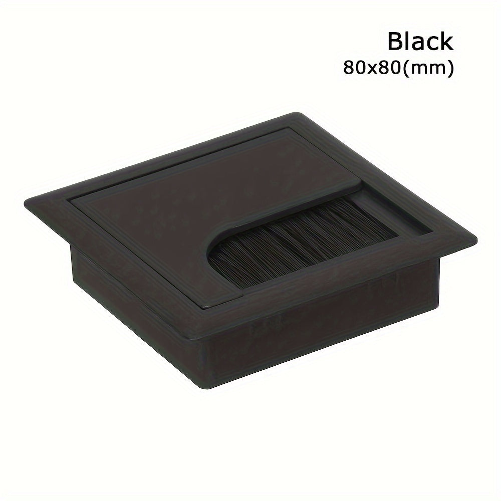 Rectangular Aluminum-Style ABS Plastic Desk Cable Management Box with Brush and Cover Plate
