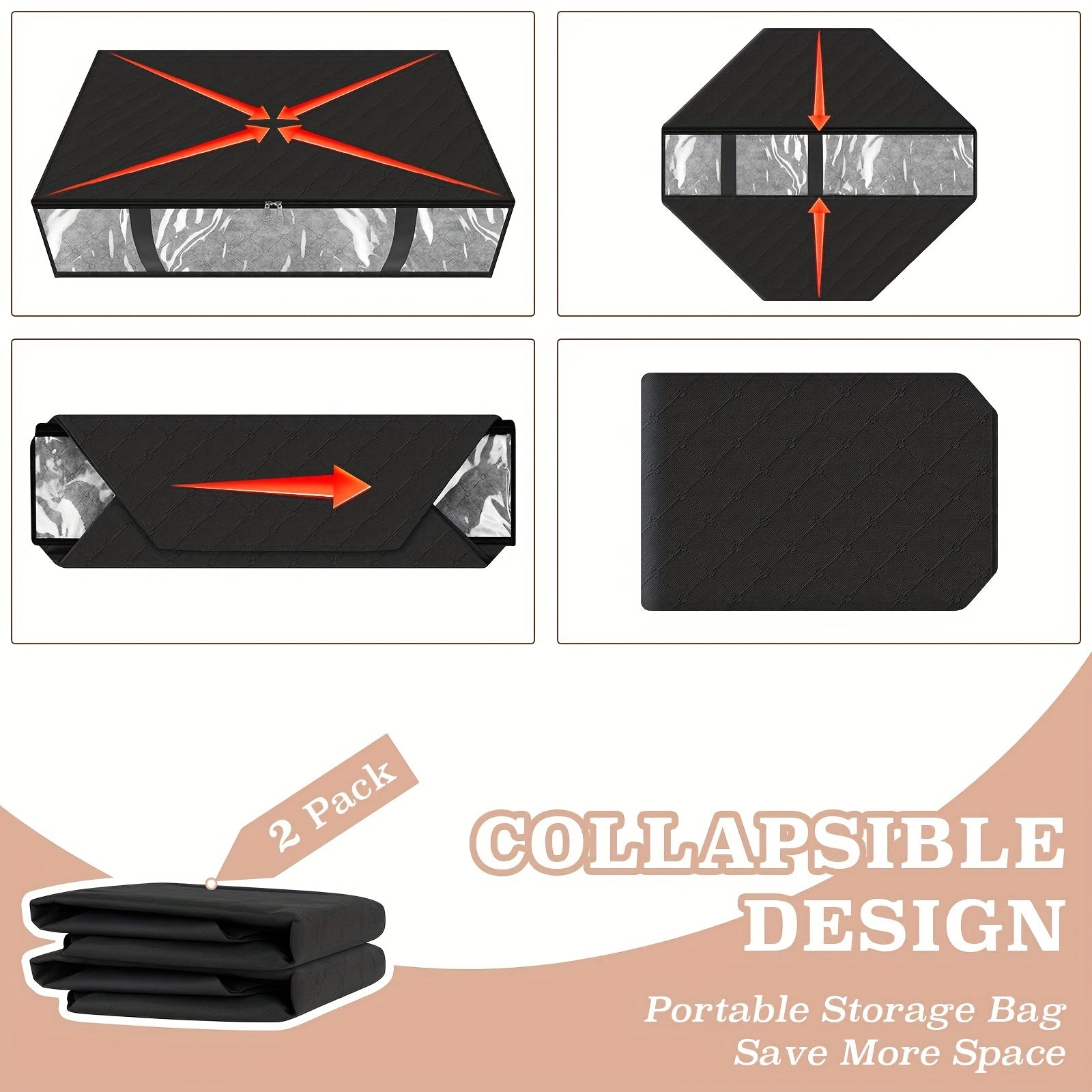 Large Capacity Under Bed Storage Bags with Handles for Clothes Bedding and Toys