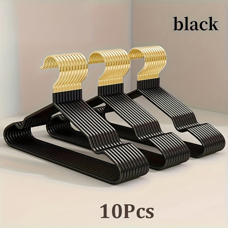 Set of 10 Stainless Steel Chrome Finish Metal Shirt and Coat Hangers