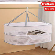 Foldable Mesh Drying Rack with Zipper 3-Tier Multi-Functional Hanging Laundry Organizer
