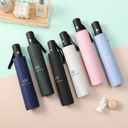 UV Protection Folding Umbrella Automatic Open 8 Ribs Pongee Pongee Black