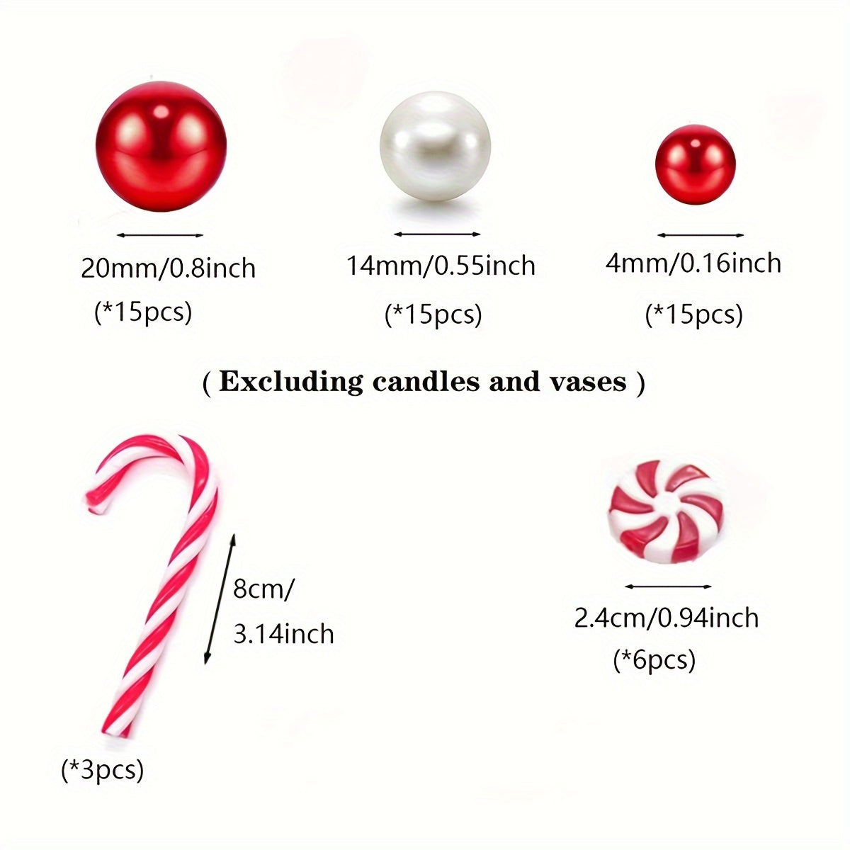 Christmas Vase Decor Set with Filling Beads for DIY Festive Tabletop and Party Decor