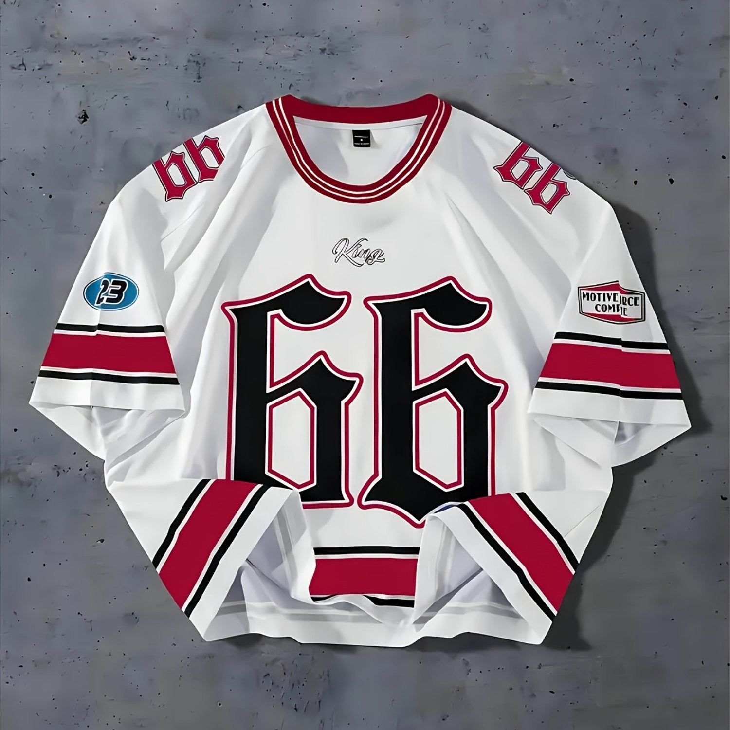 Мужская повседневная футболка с круглым вырезом и принтом числа 66, короткий рукав, летняя топ-полушерстяная ткань