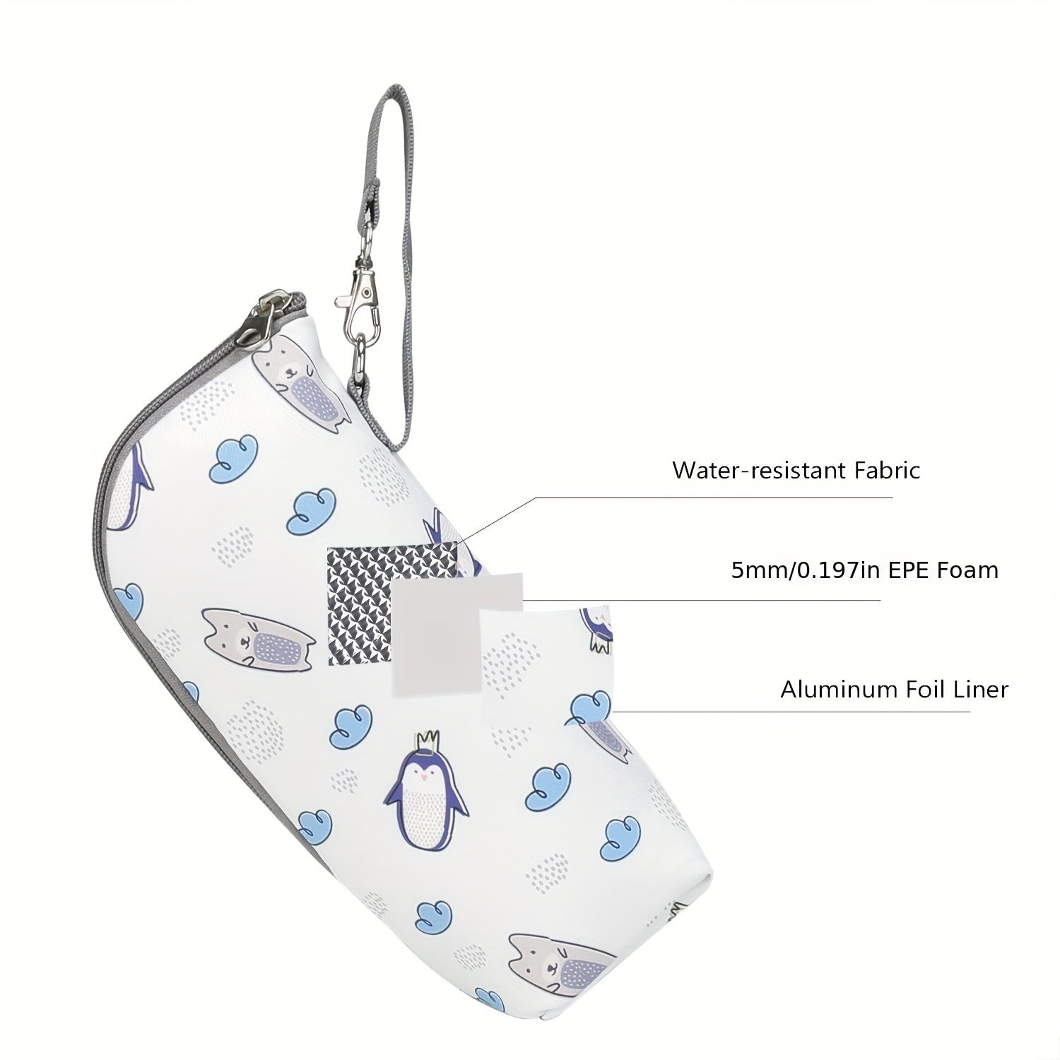 Bolsa aislante para botellas para alimentar, portabebidas portátil con película de aluminio