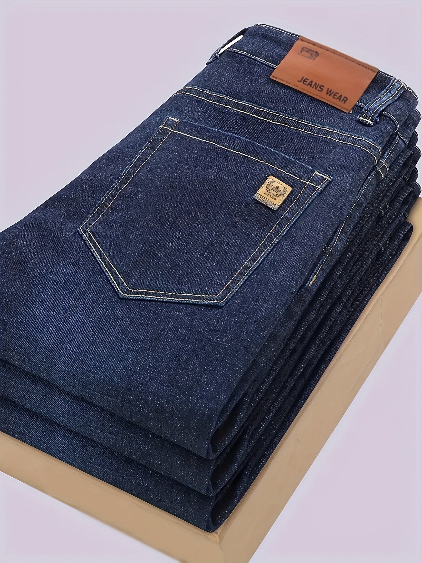 Men's Cotton Blend Straight Leg Jeans for Business Casual All-Season