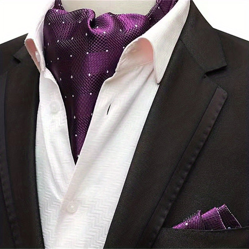 Conjunto de pañuelo de cuello y pañuelo de mano de jacquard con diseño paisley para hombre, perfecto para regalar