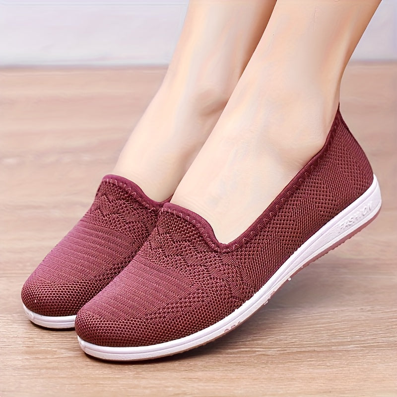 Women's Breathable Slip-On Flats Summer Casual Pink Round Toe Shoes