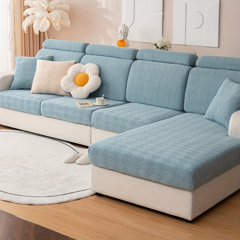 Чехол на диван из полярного флиса с жаккардовым узором и эластичной лентой подходит для секционного кресла, дивана-кровати, 3-местного и 4-местного, включает чехлы на подлокотники