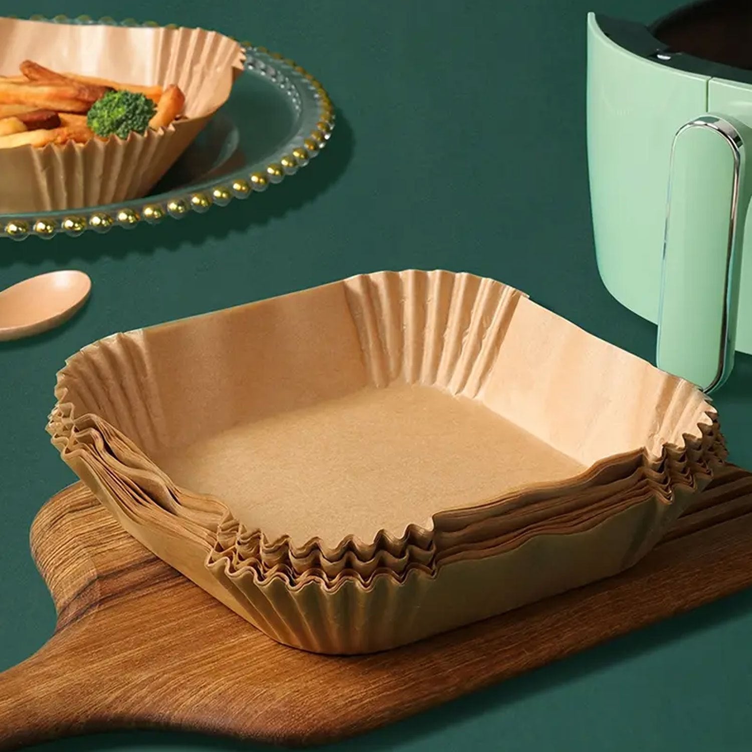 Silicone Oil Paper Mat for Air Fryer, Cake Demolding, Food-Grade Paper Cups Plates Bowls