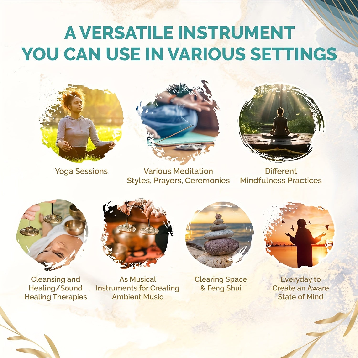 Conjunto de cuencos cantores martillados a mano para meditación y relajación con mazo y estuche de cobre y bronce