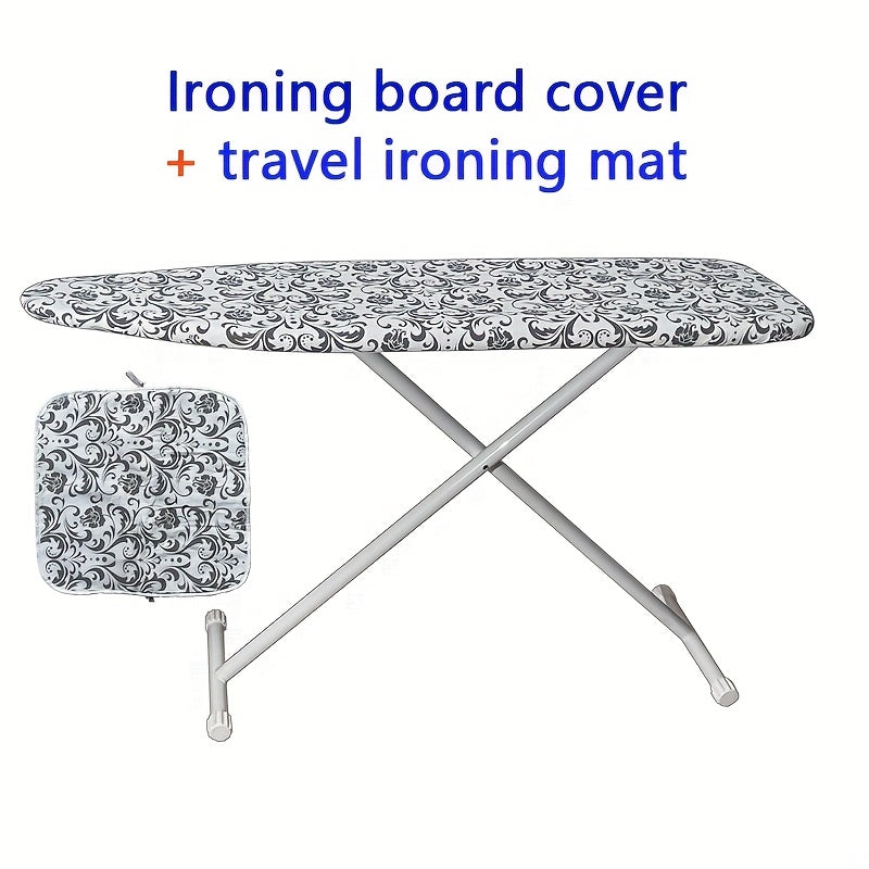Set of 2 Ironing Board Cover and Travel Mat with 3-Layer Thick Cover and Secure Straps