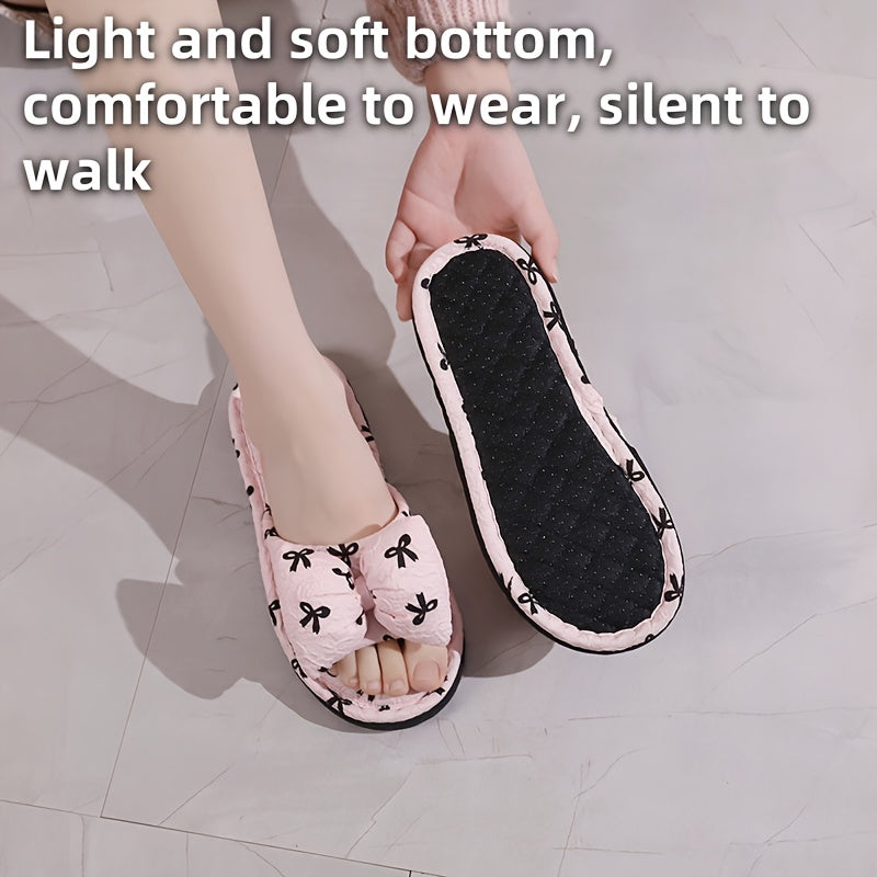 Women’s All-Season Home Slippers with Bow Design Soft Sole Comfortable