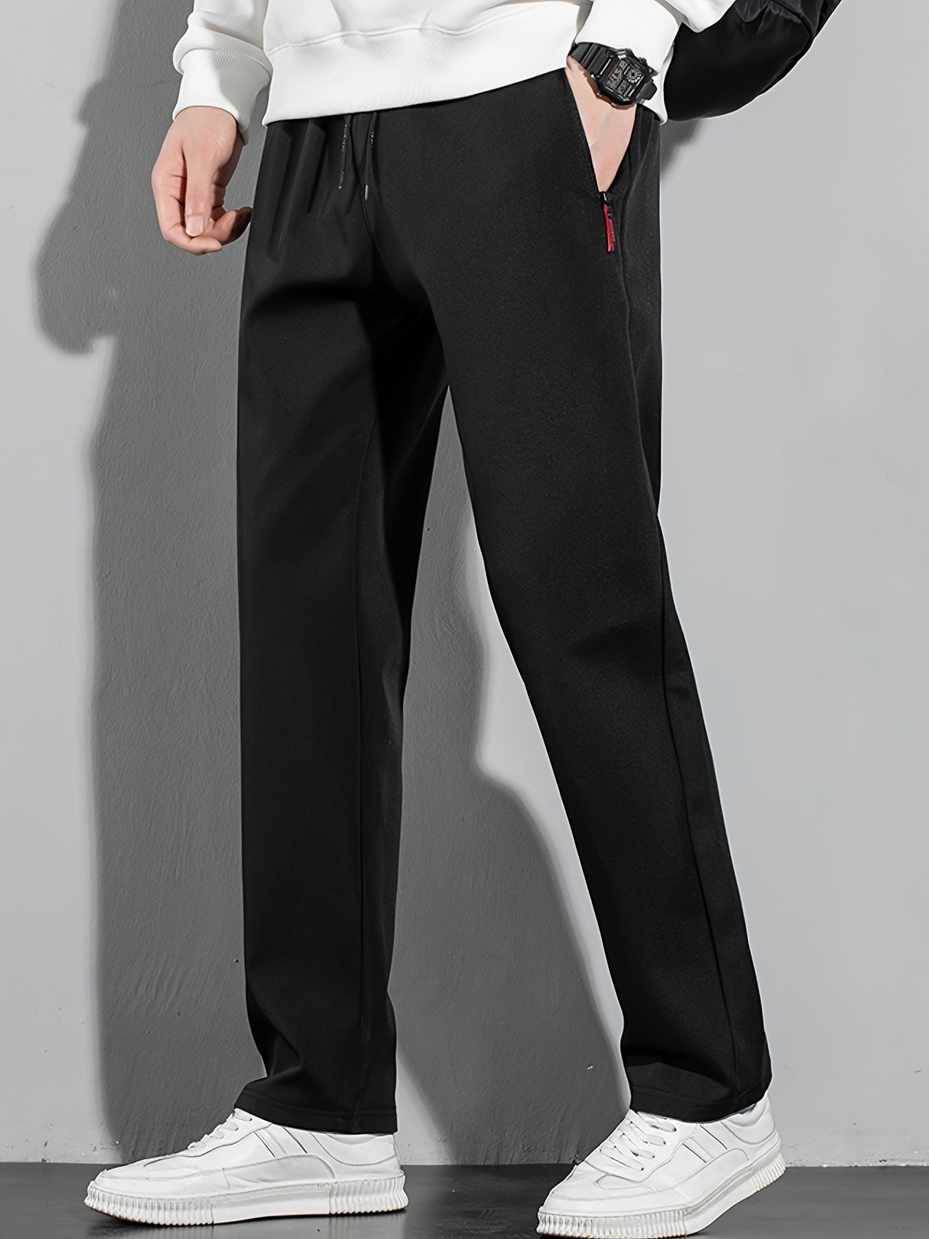 Men's Plus Size Joggers with Zipper Detail Casual Spring Summer Polyester Loose Fit