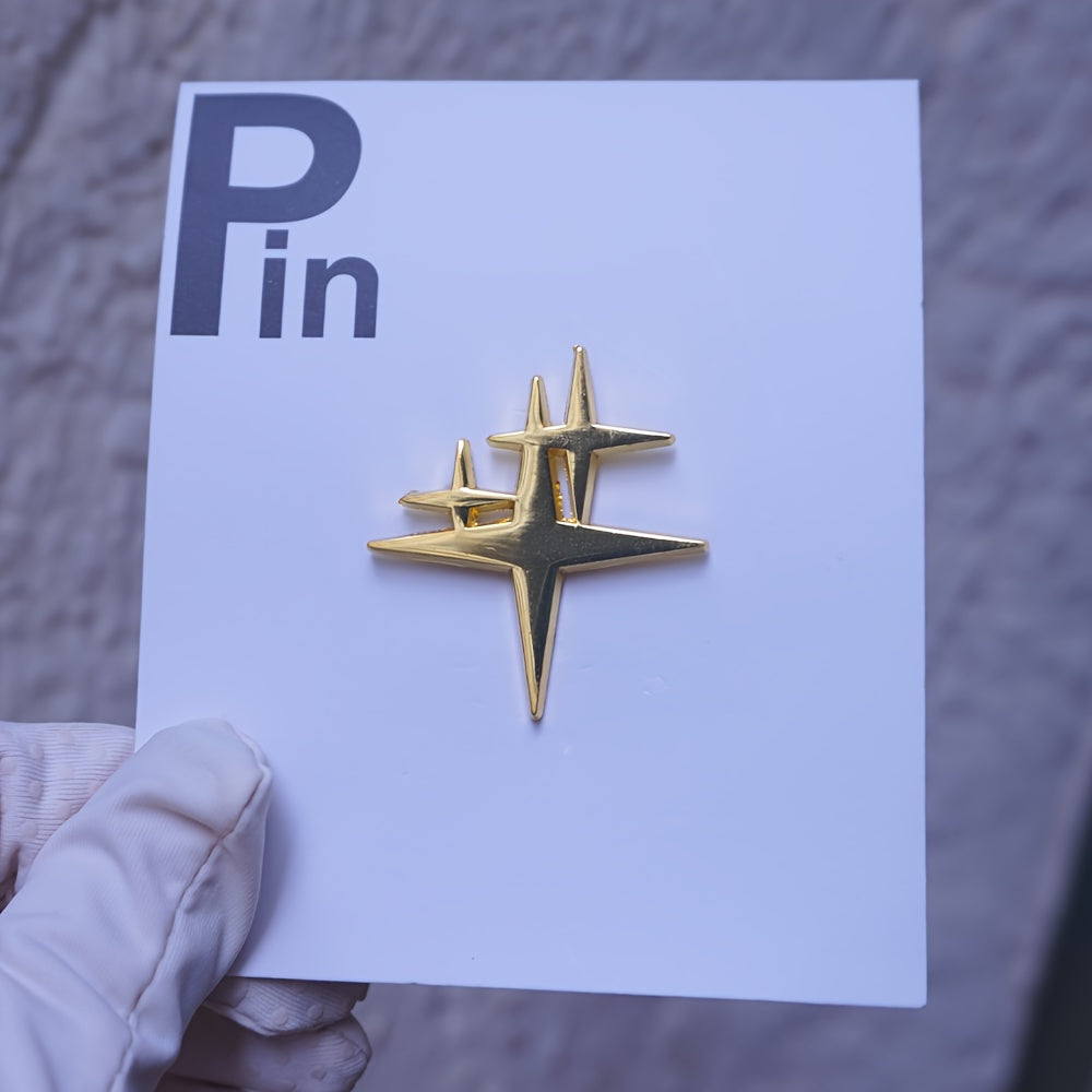 Zinc Alloy Star-Shaped Pin for Clothing and Hats Silver Small