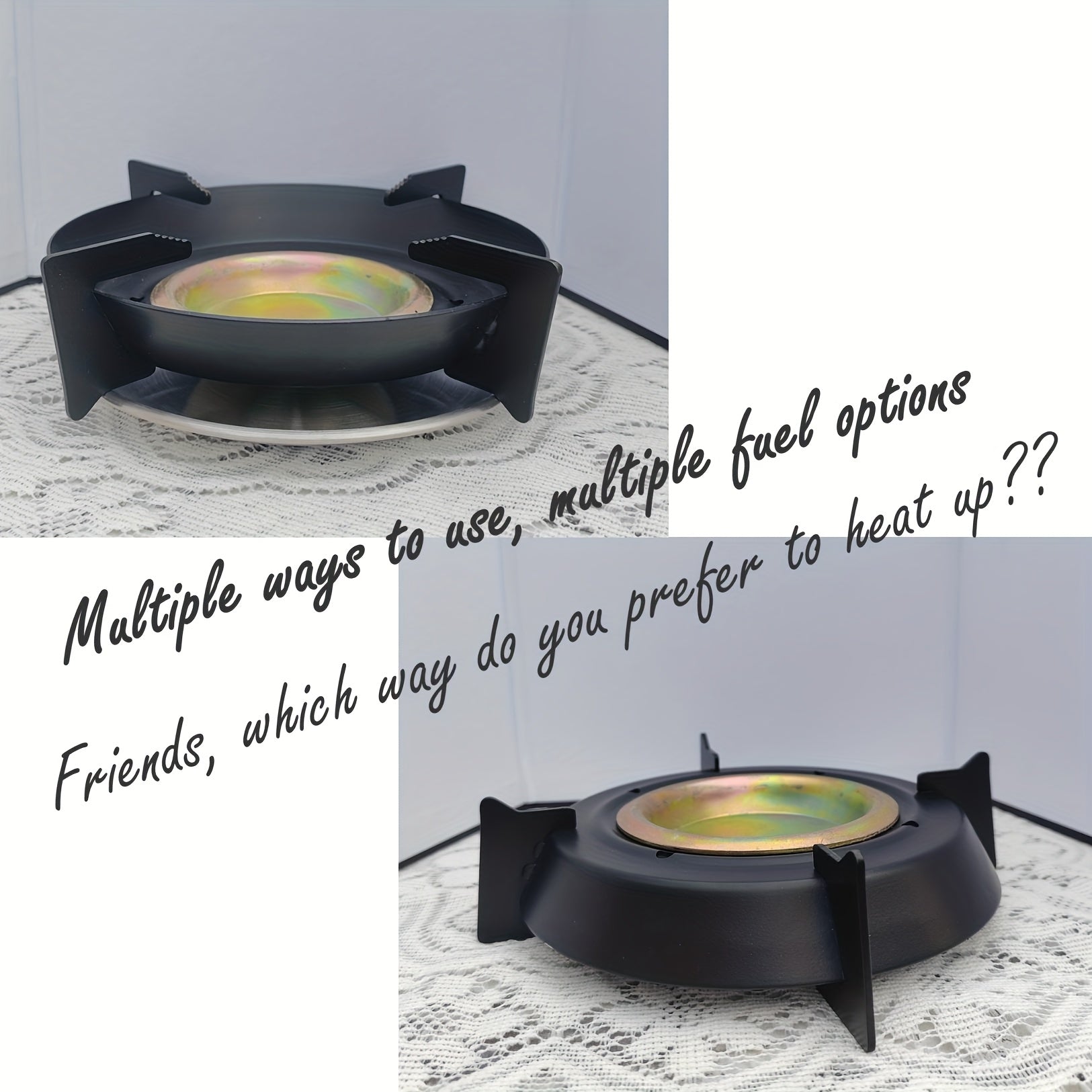 Portable Small Desktop Heating Stove Set with Sturdy Rack for Multi-Fuel Use
