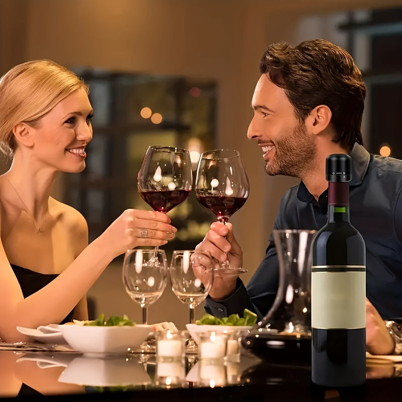 Set of 4 Black Leakproof Wine and Champagne Bottle Stoppers for Bars and Restaurants