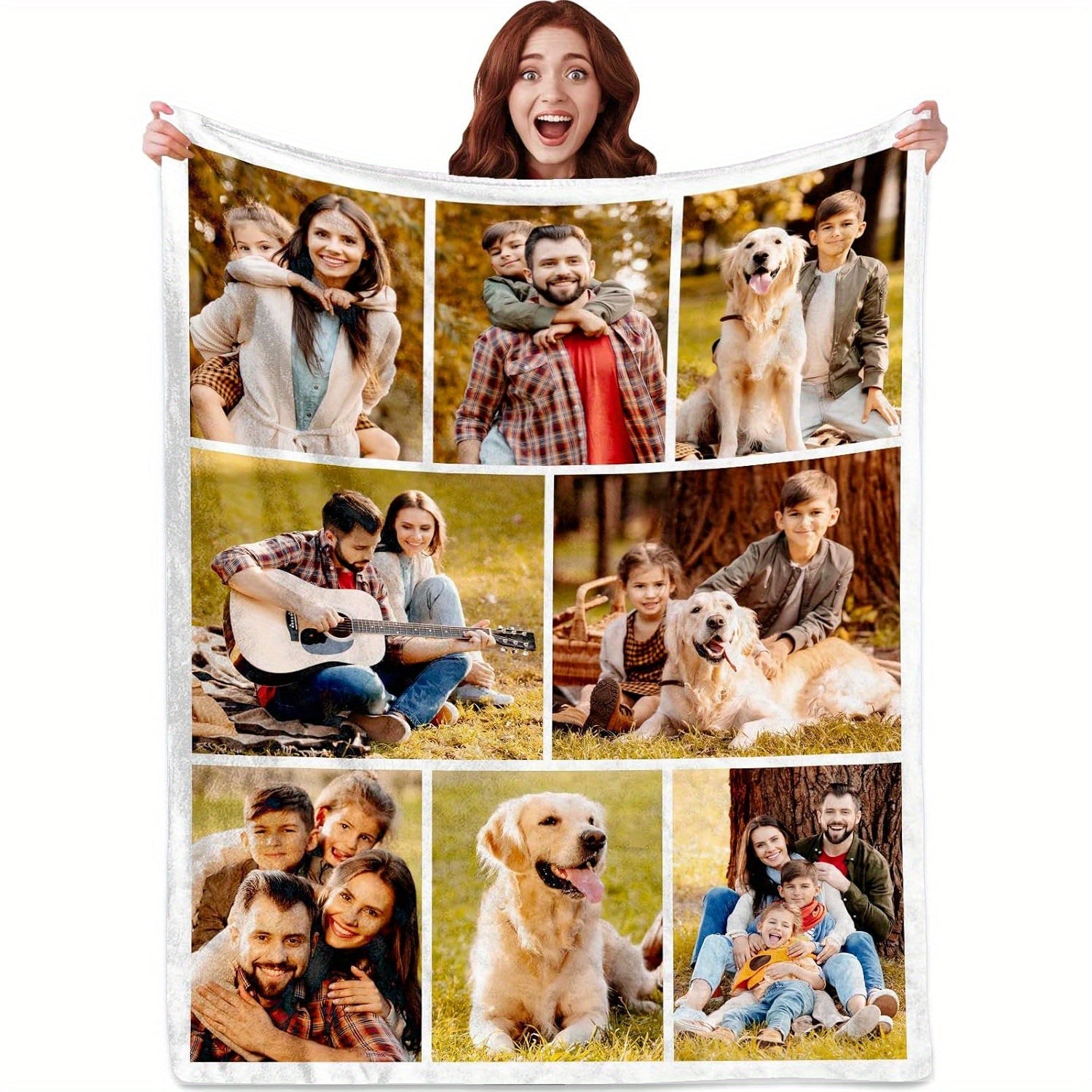 Custom Photo Blanket with Multiple Pictures Personalized Flannel Throw for All Seasons