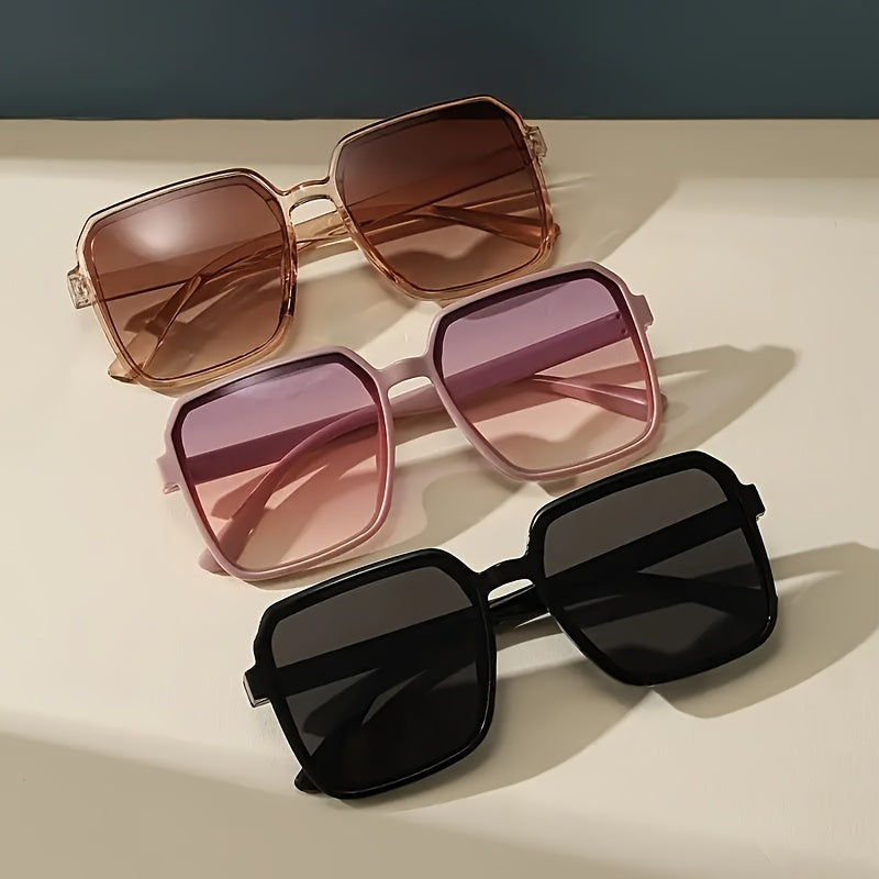 Set of 3 Women’s Square Fashion Glasses with Anti-Glare Plastic Frames