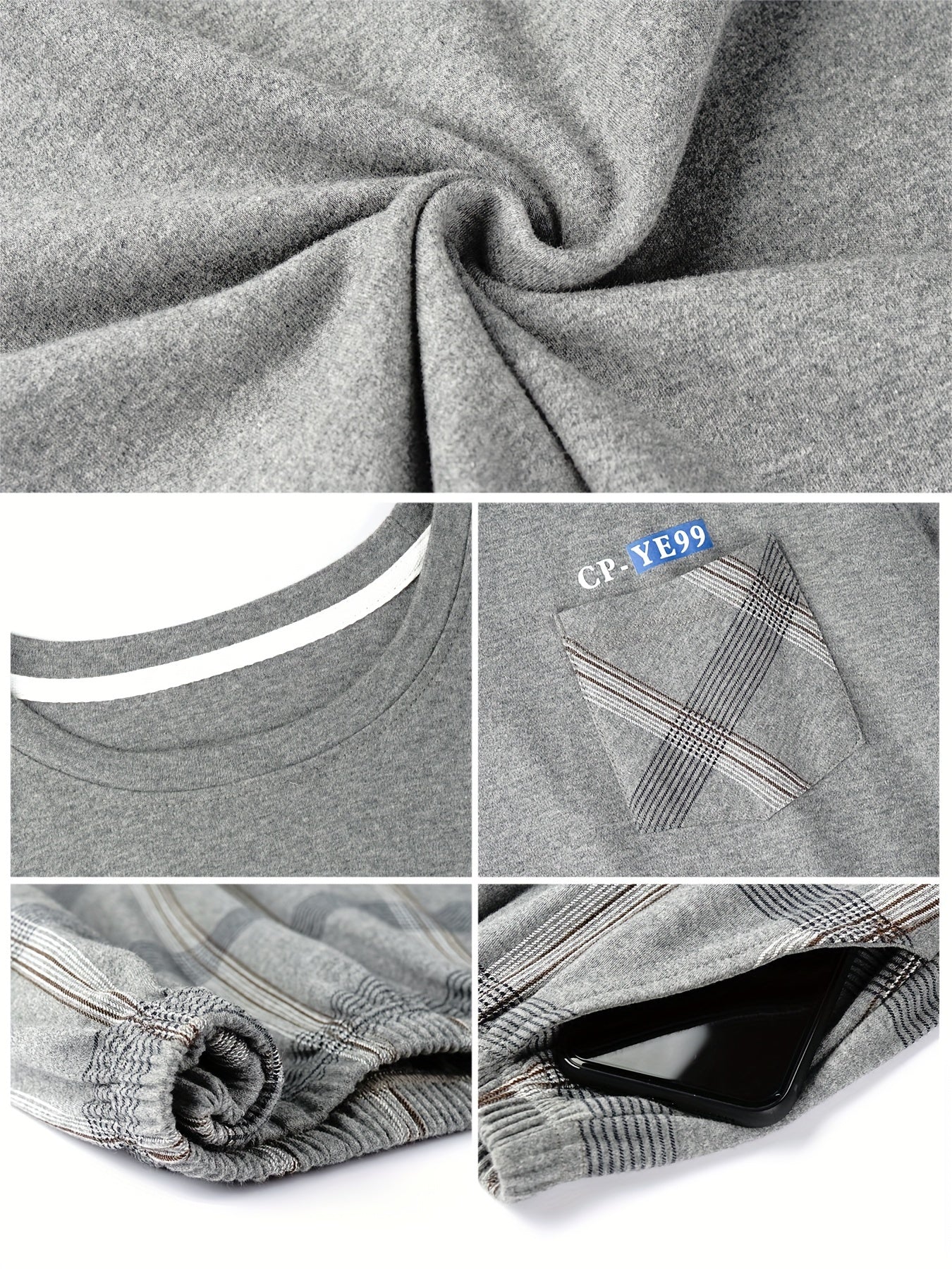 Men's Summer Cotton Pajama Set Short Sleeve Long Pants Plus Size Casual