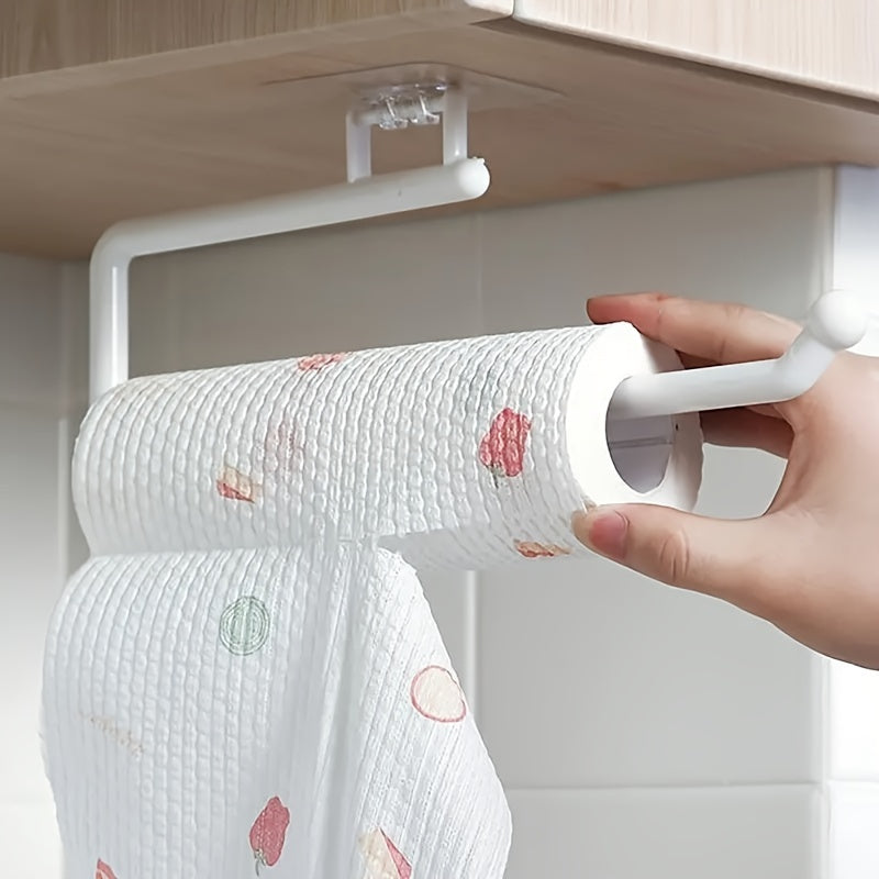 Bathroom Wall Mounted Paper Towel Holder with Punch-Free Installation Plastic Storage Rack
